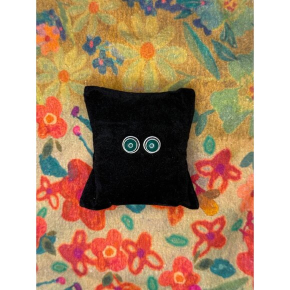 Malachite Hand Made Sterling Silver Earrings - Picture 2 of 2